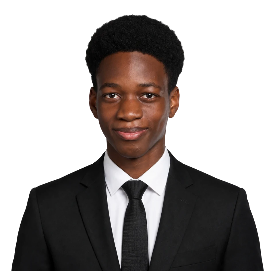 Portrait of Jorai Laurenceo in a dark suit and tie